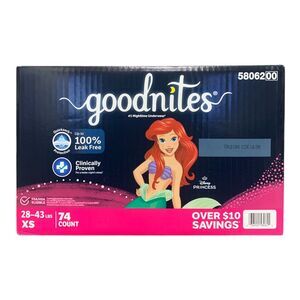 Goodnites Nighttime Bedwetting Underwear for Girls, XS (28-43lb), 74ct (Ariel)